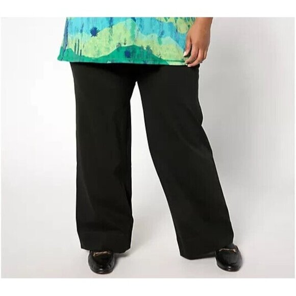 Women With ControlStretch Denim Wide Leg Pants Caviar,Petite X-Small A656087 - Picture 1 of 1